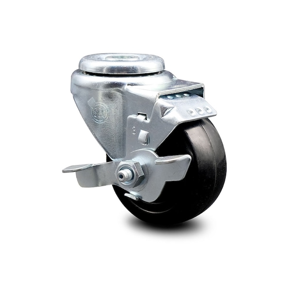 3 Inch Hard Rubber Wheel Swivel Bolt Hole Caster with Brake